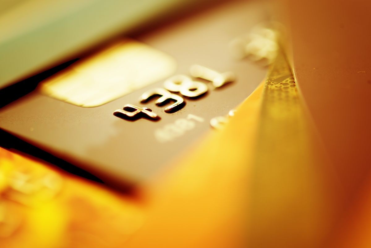 Credit cards. Golden toned. Business